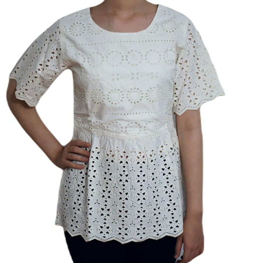 Bluza din Bumbac 100% cu Broderie decupata - Snow - L - tunica