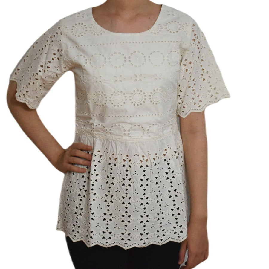 Bluza din Bumbac 100% cu Broderie decupata - Snow - tunica