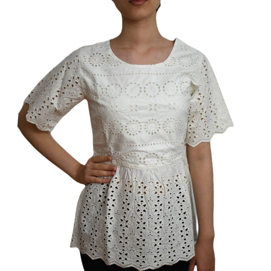 Bluza din Bumbac 100% cu Broderie decupata - Snow - tunica