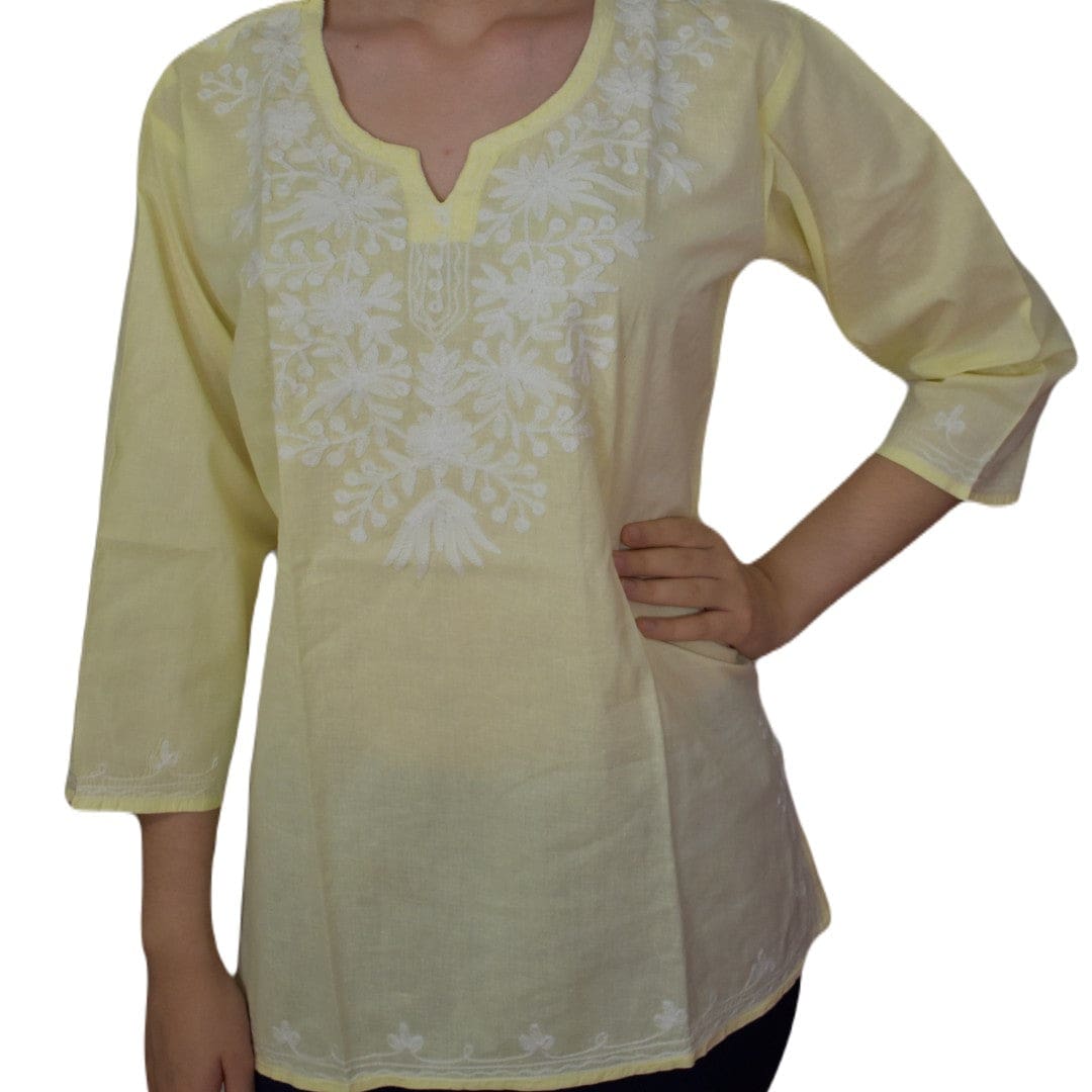 Bluza/Tunica din bumbac cu Broderie Kashmiri -> Cod: KASHMIRI012 - Bluza tunica cu broderie Kashmiri