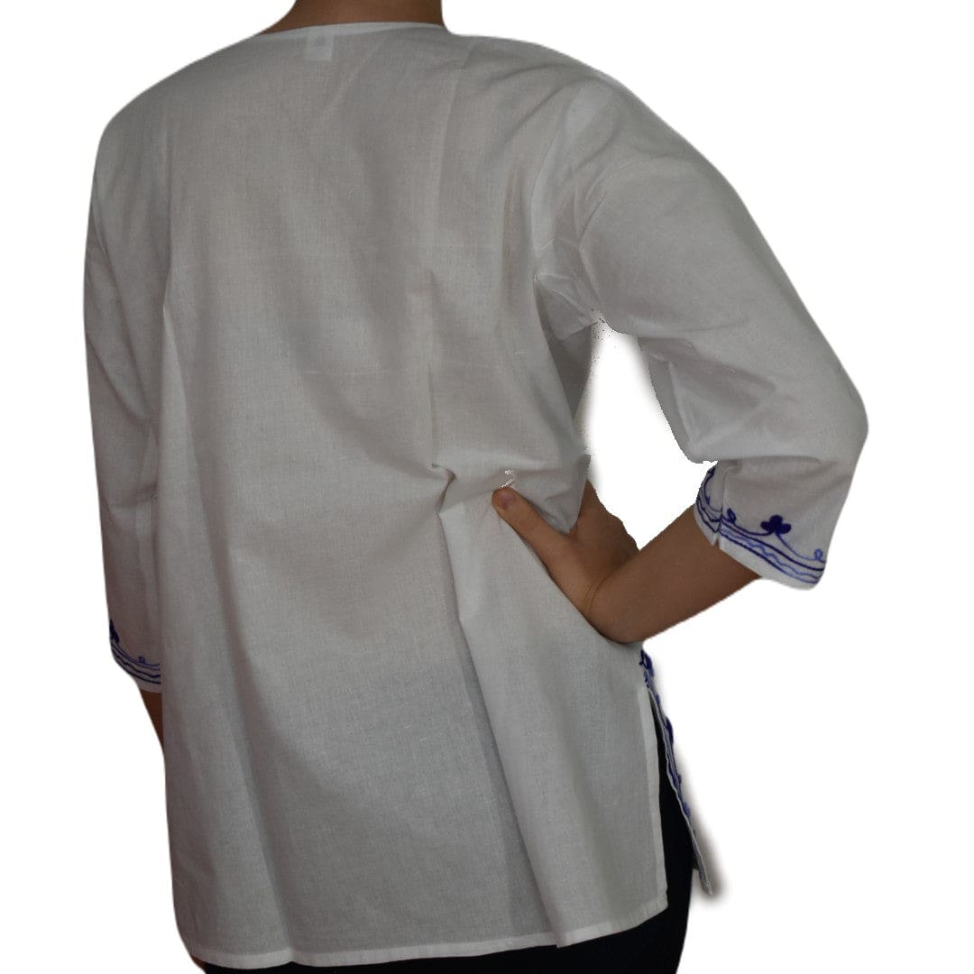 Bluza/Tunica din bumbac cu Broderie Kashmiri -> Cod: KASHMIRI016 - Bluza tunica cu broderie Kashmiri