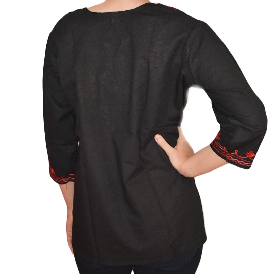 Bluza/Tunica din bumbac cu Broderie Kashmiri -> Cod: KASHMIRI045 - Bluza tunica cu broderie Kashmiri