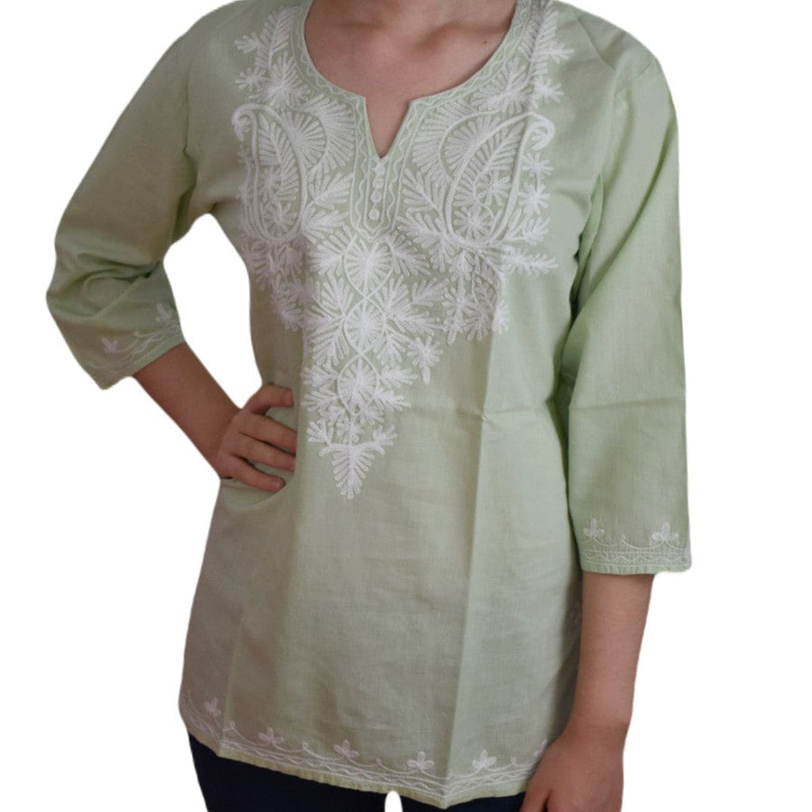 Bluza/Tunica din bumbac cu Broderie Kashmiri -> Cod: KASHMIRI50 - M-L (40-42) - Bluza tunica cu broderie Kashmiri