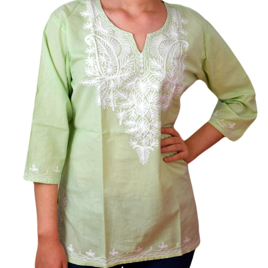 Bluza/Tunica din bumbac cu Broderie Kashmiri -> Cod: KASHMIRI50 - M-L (40-42) - Bluza tunica cu broderie Kashmiri