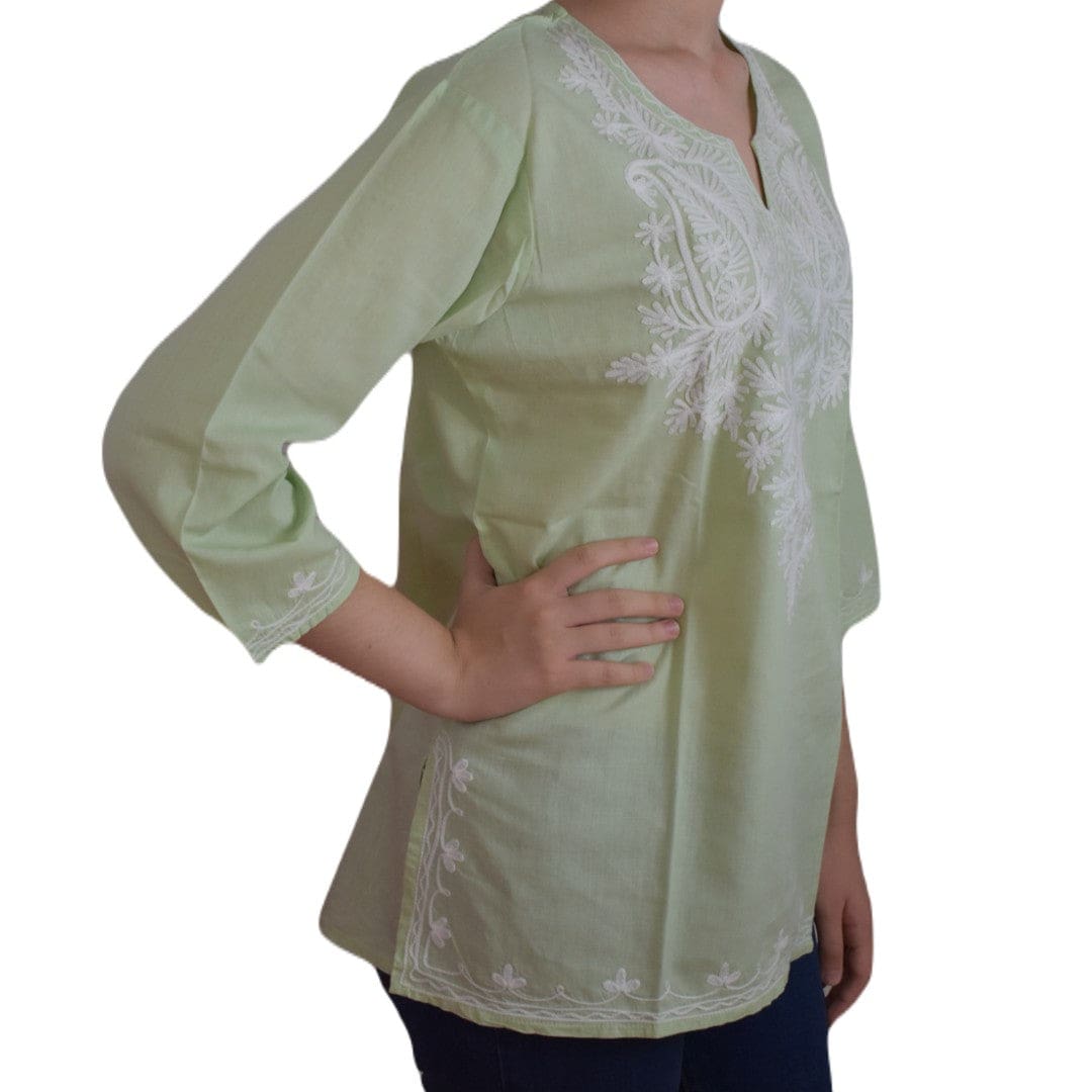 Bluza/Tunica din bumbac cu Broderie Kashmiri -> Cod: KASHMIRI50 - M-L (40-42) - Bluza tunica cu broderie Kashmiri