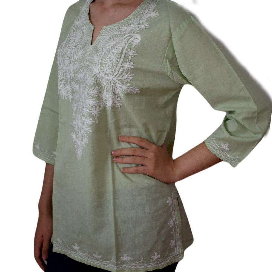 Bluza/Tunica din bumbac cu Broderie Kashmiri -> Cod: KASHMIRI50 - M-L (40-42) - Bluza tunica cu broderie Kashmiri