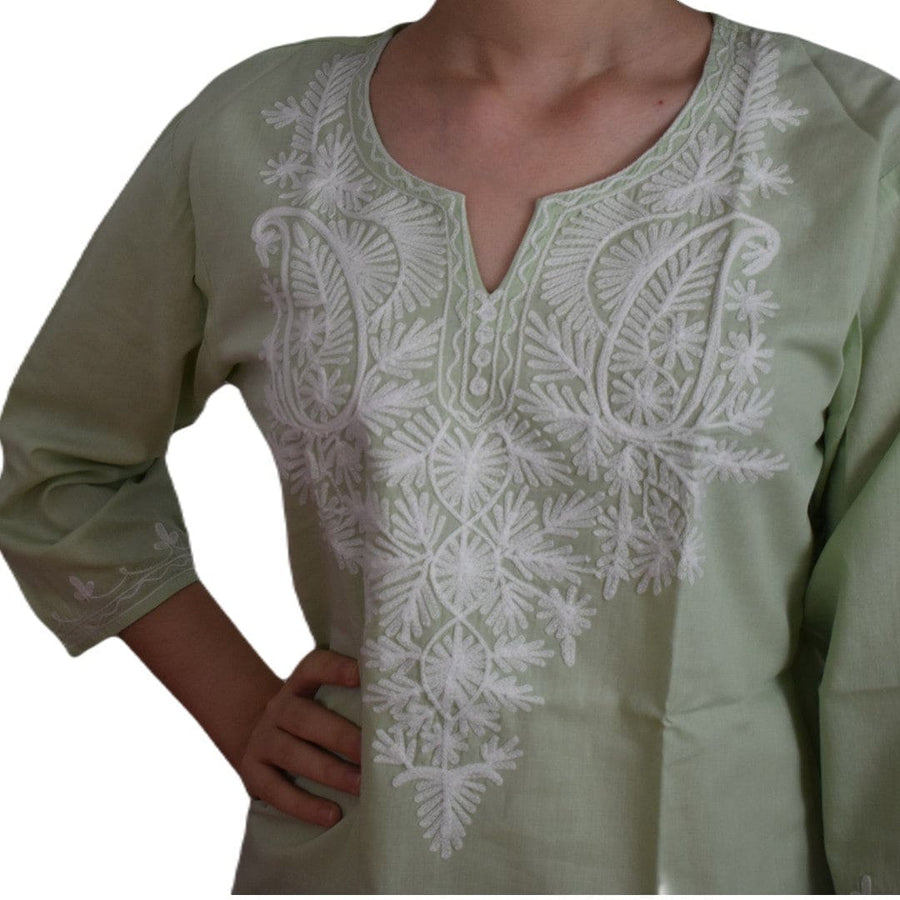 Bluza/Tunica din bumbac cu Broderie Kashmiri -> Cod: KASHMIRI50 - M-L (40-42) - Bluza tunica cu broderie Kashmiri
