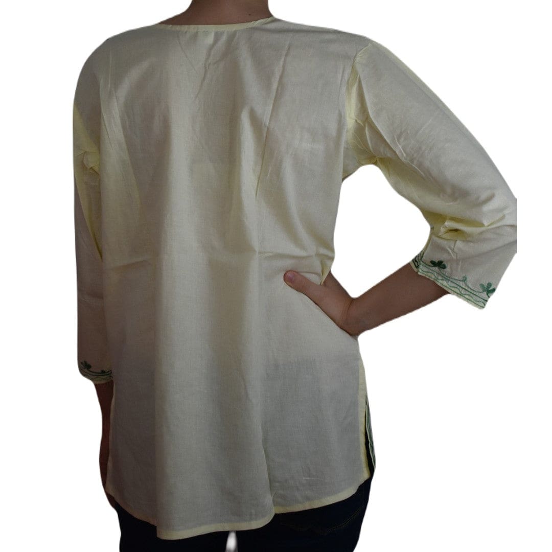 Bluza/Tunica din bumbac cu Broderie Kashmiri -> Cod: KASHMIRI55 - M-L (40-42) - Bluza tunica cu broderie Kashmiri