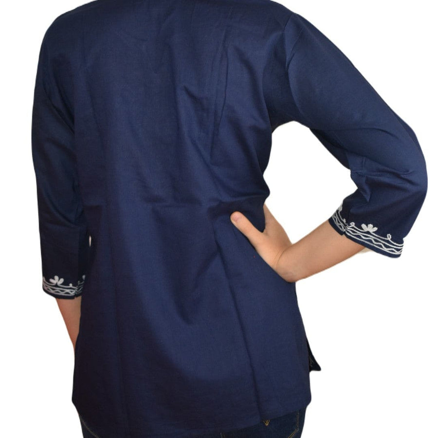 Bluza/Tunica din bumbac cu Broderie Kashmiri -> Cod: KASHMIRI56 - S-M (38-40) - Bluza tunica cu broderie Kashmiri