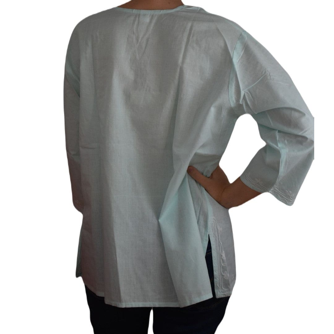 Bluza/Tunica din bumbac cu Broderie Kashmiri -> Cod: KASHMIRI57 - L-XL (42-44) - Bluza tunica cu broderie Kashmiri