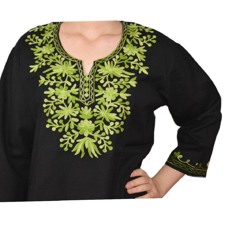Bluza/Tunica din bumbac cu Broderie Kashmiri -> Cod: KASHMIRI60 - L-XL (42-44) - Bluza tunica cu broderie Kashmiri