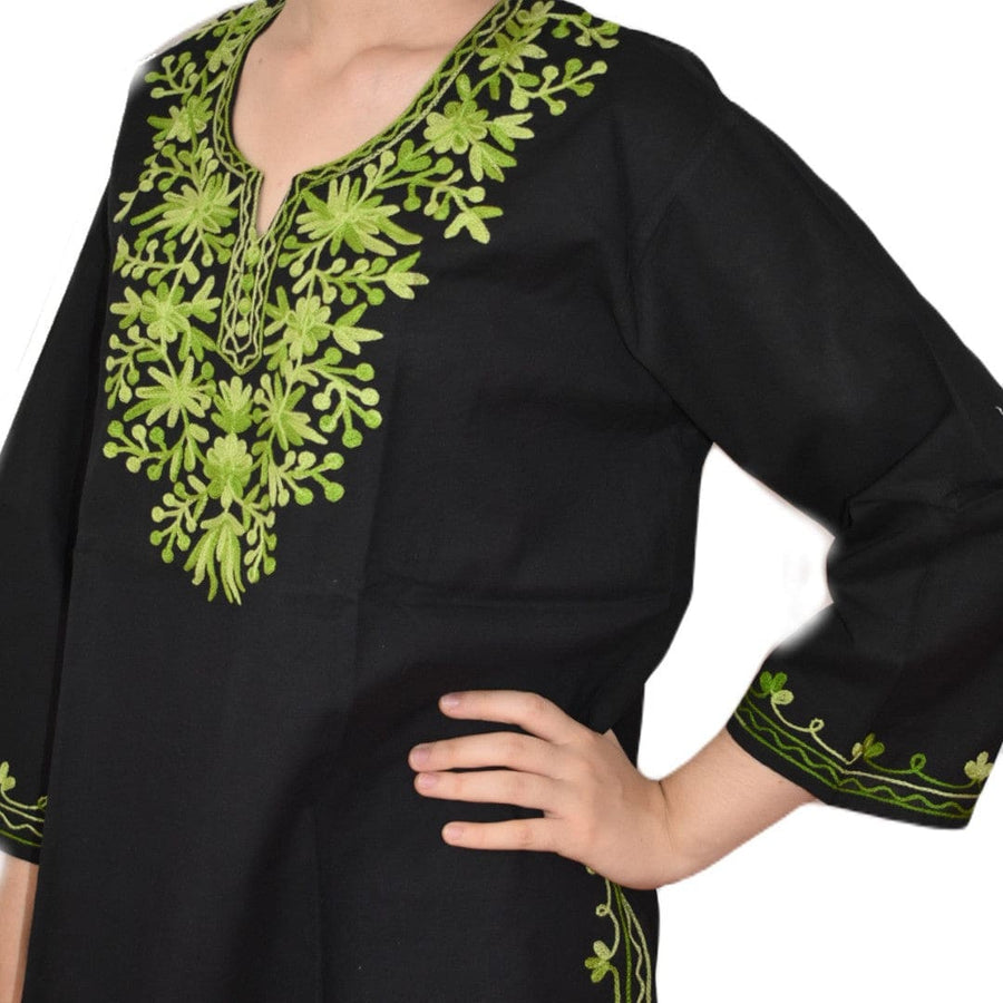 Bluza/Tunica din bumbac cu Broderie Kashmiri -> Cod: KASHMIRI60 - L-XL (42-44) - Bluza tunica cu broderie Kashmiri