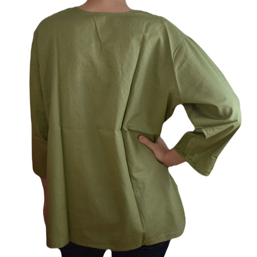 Bluza/Tunica din bumbac cu Broderie Kashmiri -> Cod: KASHMIRI65 - L-XL (42-44) - Bluza tunica cu broderie Kashmiri