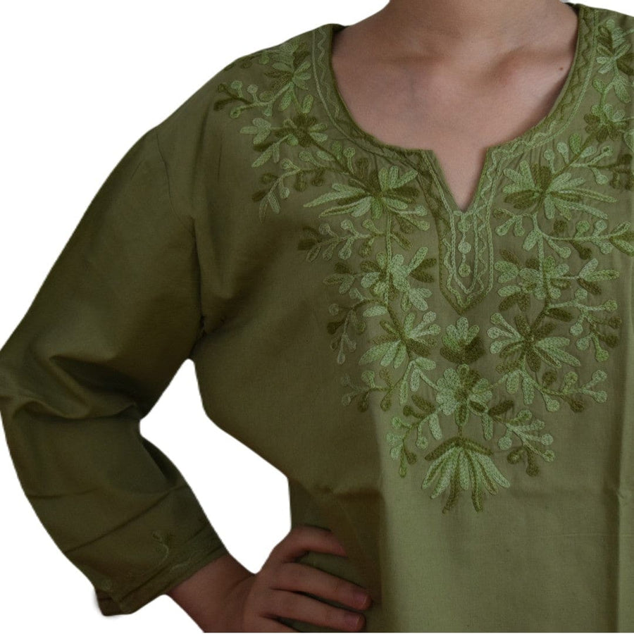 Bluza/Tunica din bumbac cu Broderie Kashmiri -> Cod: KASHMIRI65 - L-XL (42-44) - Bluza tunica cu broderie Kashmiri