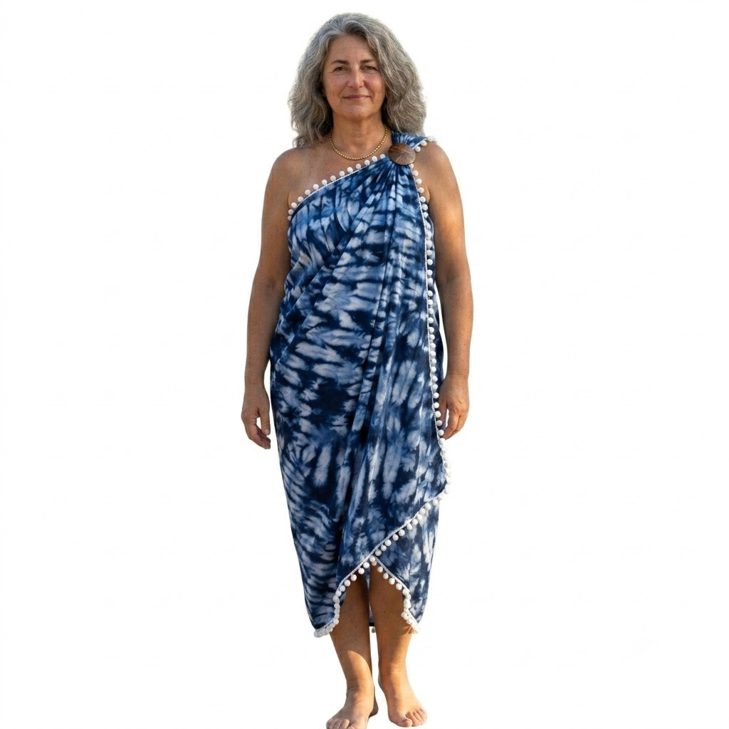 Pareo/ Sarong/ Esarfa de Plaja - 100% Bumbac (Mulmul Cotton) Shibori Tie-dye -> Cod: Mulmul Cotton4