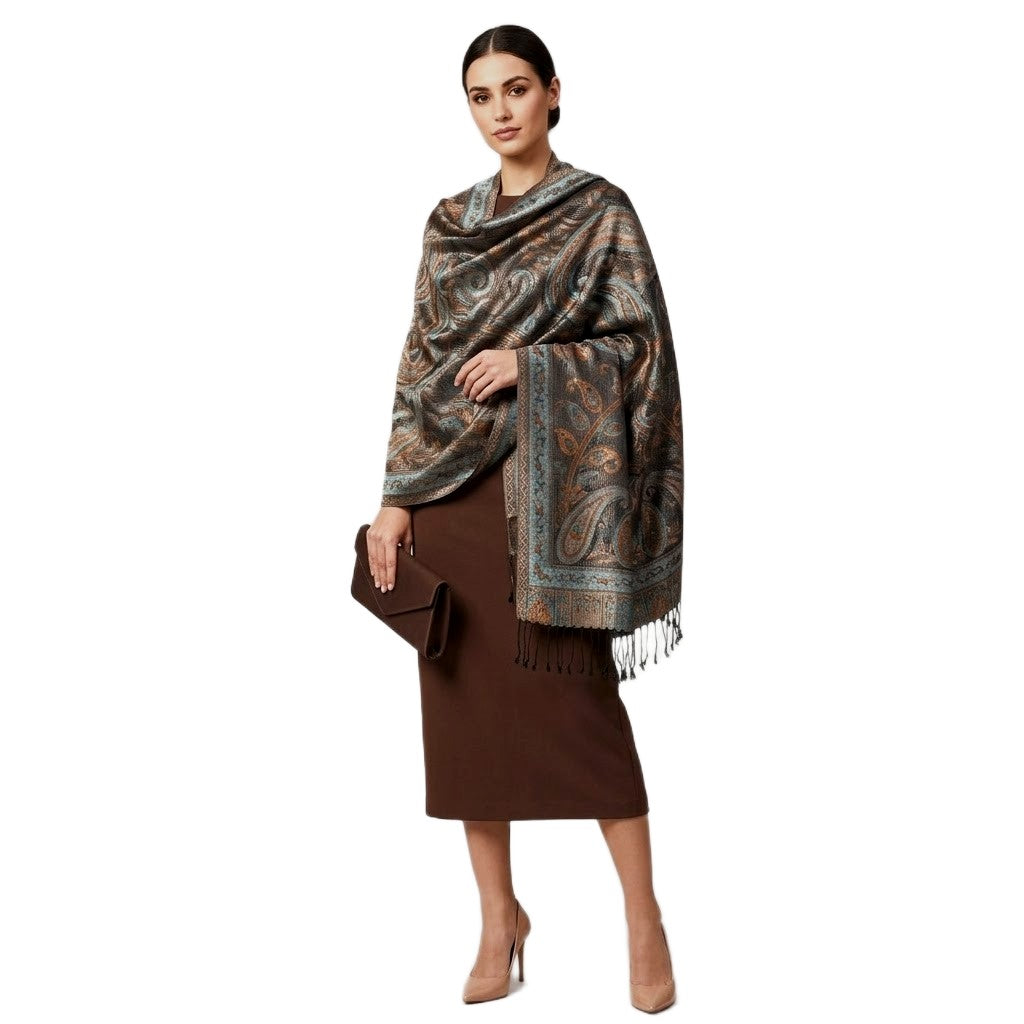 NOU! SAL Premium Jamawar din 100% Matase Naturala - Heritage -> Shades of Black & Ash Gray ->Cod: NewJamawar1