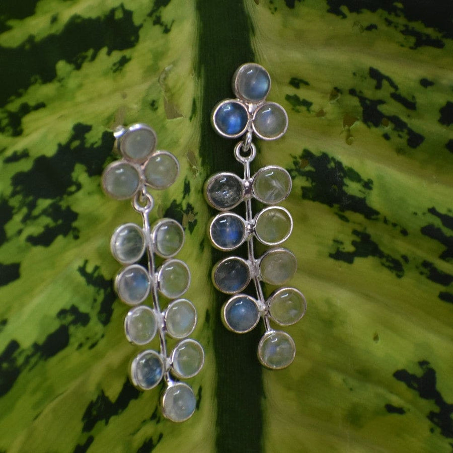 Cercei din Argint 925 cu 17.53 Carate Pietre Semipretioase Naturale de Piatra Lunii (rainbow moonstone) - cercei din argint cu piatra lunii