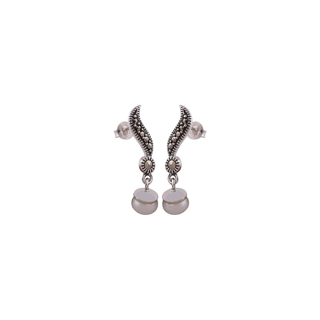 Cercei din Argint 925 cu Perle & Marcasite -> Cod: SilverPearls - cercei argint