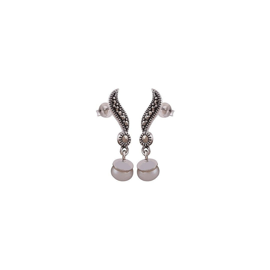 Cercei din Argint 925 cu Perle & Marcasite -> Cod: SilverPearls - cercei argint