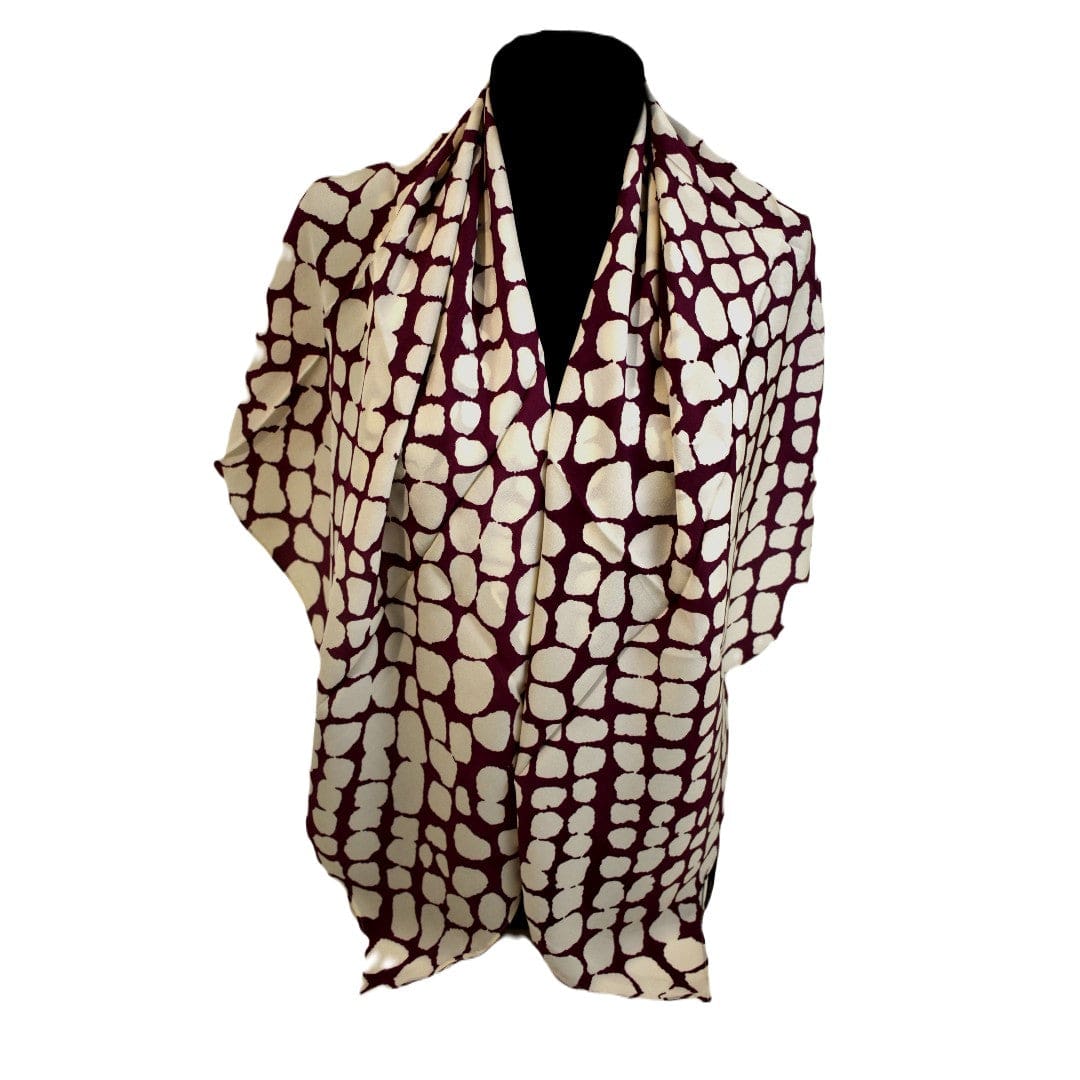 Esarfa Mare din 100% Matase Naturala (Crepe Silk) ->M34 - Esarfa Batic din Matase Naturala