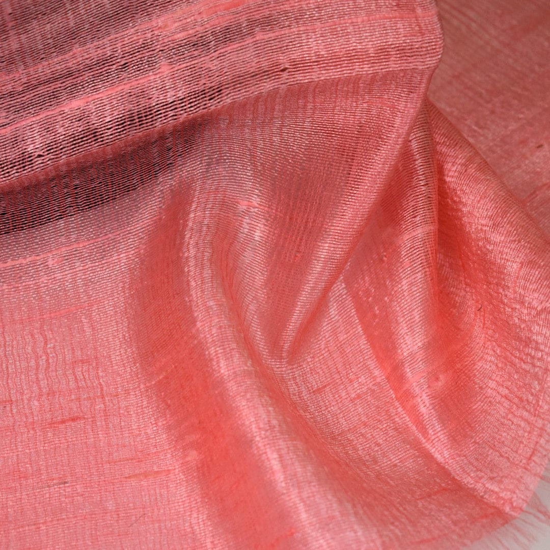 Esarfa-Sal din Matase Naturala Dupioni Raw Silk -Fuzzy Peach (Culoarea Pantone a anului 2024) -> Cod: Dupioni7 - esarfa sal din matase
