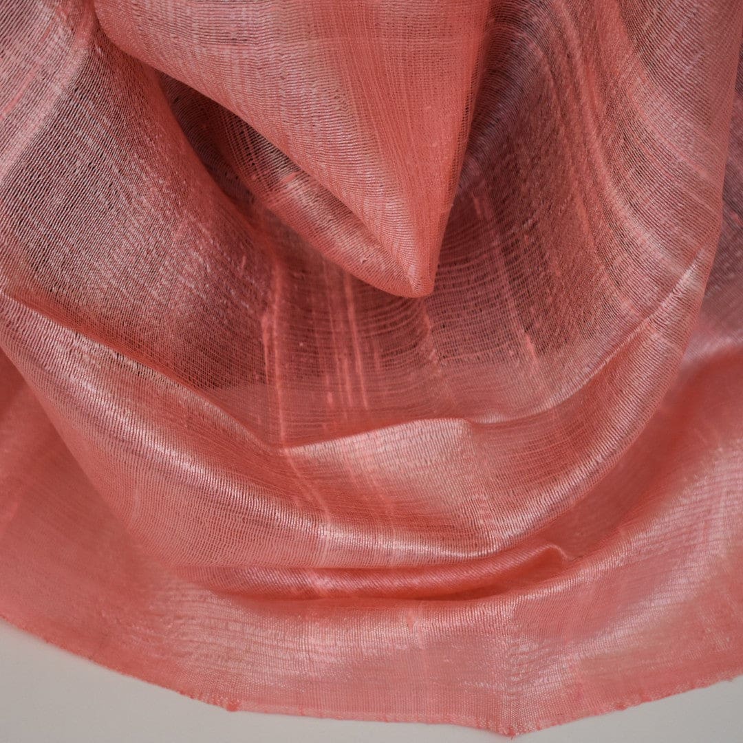 Esarfa-Sal din Matase Naturala Dupioni Raw Silk -Fuzzy Peach (Culoarea Pantone a anului 2024) -> Cod: Dupioni7 - esarfa sal din matase