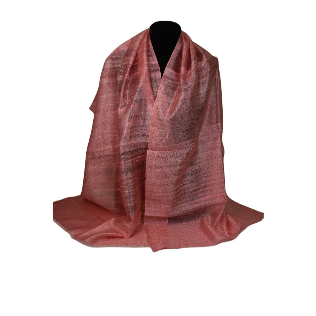 Esarfa-Sal din Matase Naturala Dupioni Raw Silk -Fuzzy Peach (Culoarea Pantone a anului 2024) -> Cod: Dupioni7 - esarfa sal din matase
