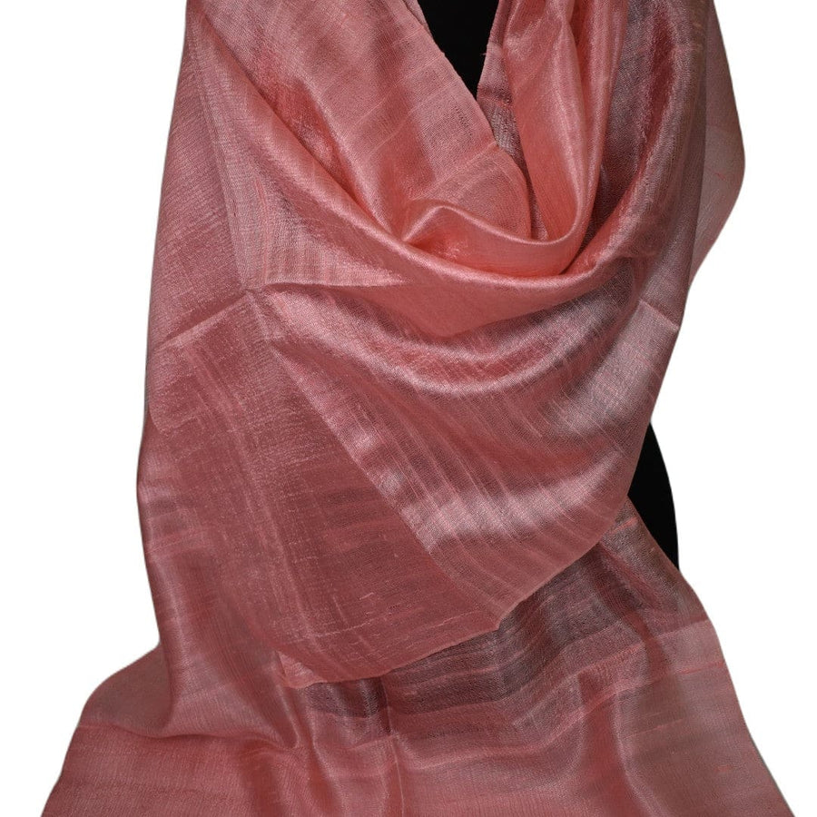 Esarfa-Sal din Matase Naturala Dupioni Raw Silk -Fuzzy Peach (Culoarea Pantone a anului 2024) -> Cod: Dupioni7 - esarfa sal din matase