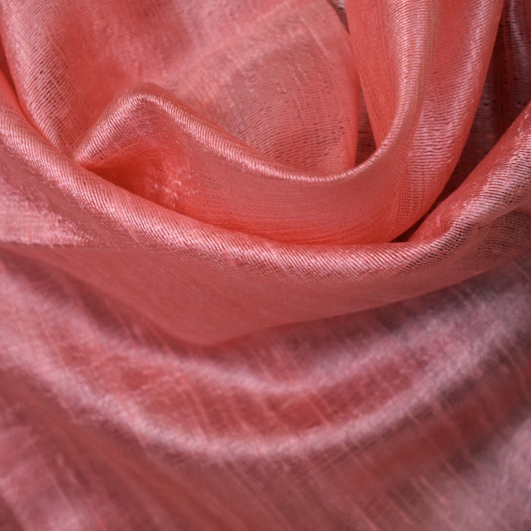 Esarfa-Sal din Matase Naturala Dupioni Raw Silk -Fuzzy Peach (Culoarea Pantone a anului 2024) -> Cod: Dupioni7 - esarfa sal din matase