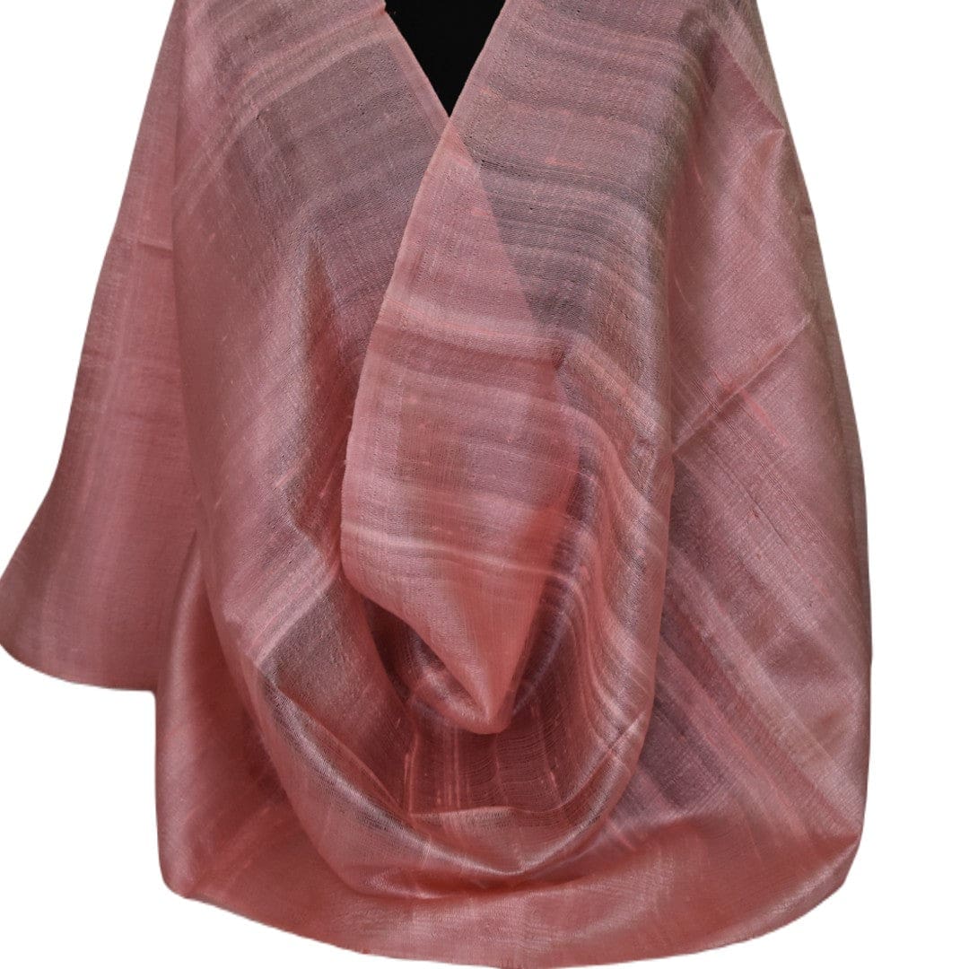 Esarfa-Sal din Matase Naturala Dupioni Raw Silk -Fuzzy Peach (Culoarea Pantone a anului 2024) -> Cod: Dupioni7 - esarfa sal din matase
