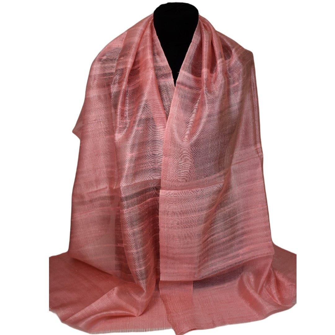 Esarfa-Sal din Matase Naturala Dupioni Raw Silk -Fuzzy Peach (Culoarea Pantone a anului 2024) -> Cod: Dupioni7 - esarfa sal din matase