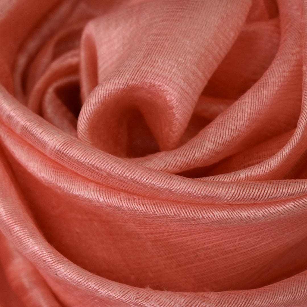 Esarfa-Sal din Matase Naturala Dupioni Raw Silk -Fuzzy Peach (Culoarea Pantone a anului 2024) -> Cod: Dupioni7 - esarfa sal din matase