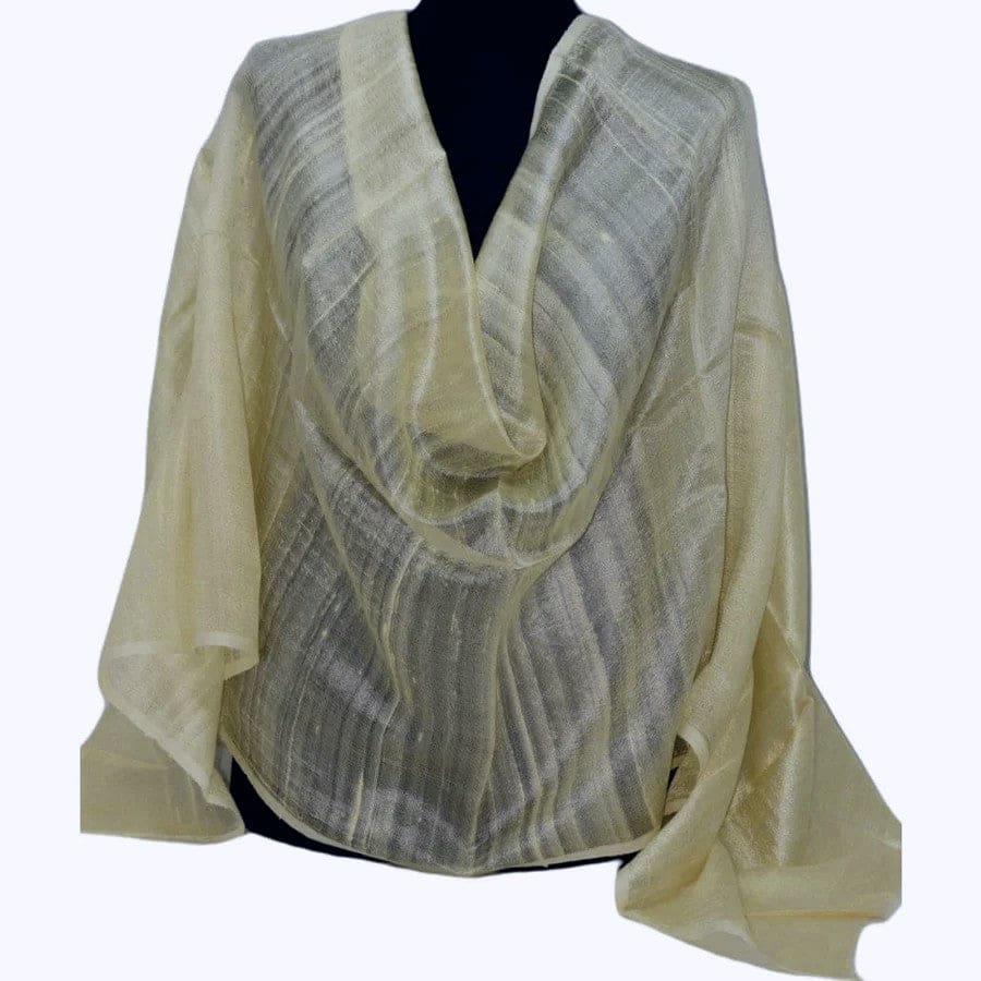 Esarfa-Sal din Matase Naturala Dupioni Raw Silk - Galben Pai -: Cod: Dupion3 - esarfa sal din matase naturala raw silk