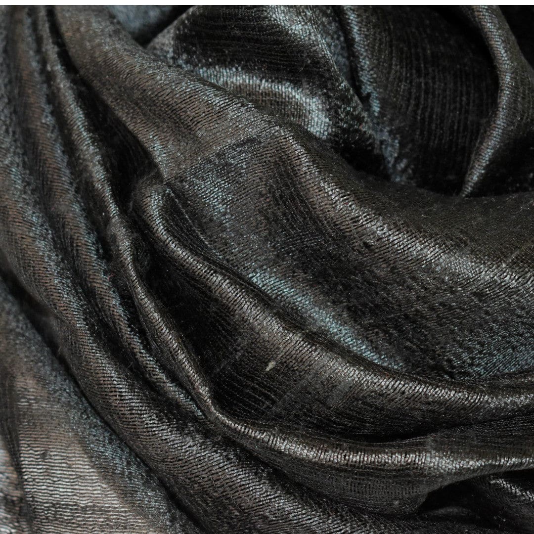 Esarfa-Sal din Matase Naturala Dupioni Raw Silk - Negru Intens -> Cod:Dupion5 - esarfa sal din matase naturala dupioni raw silk
