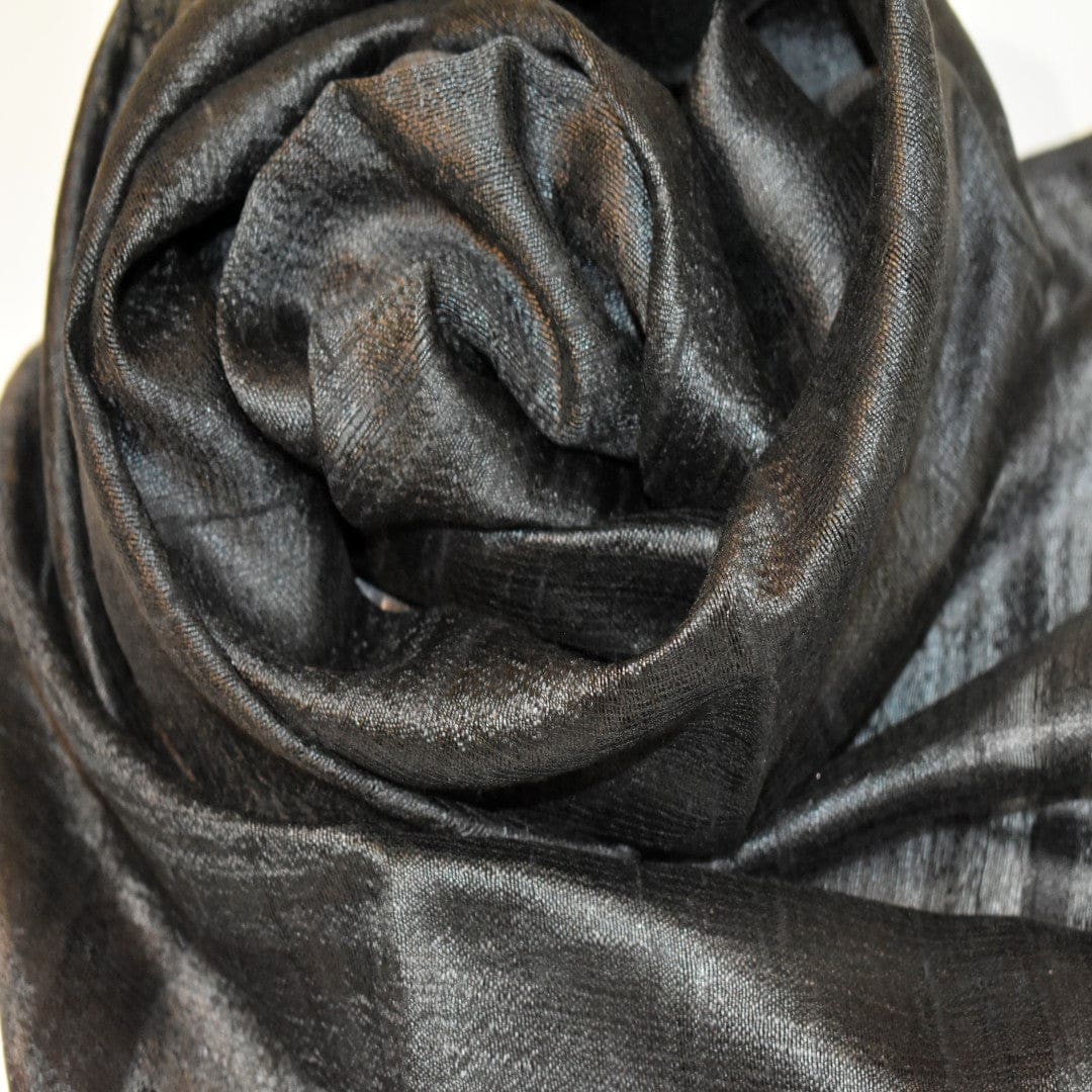 Esarfa-Sal din Matase Naturala Dupioni Raw Silk - Negru Intens -> Cod:Dupion5 - esarfa sal din matase naturala dupioni raw silk