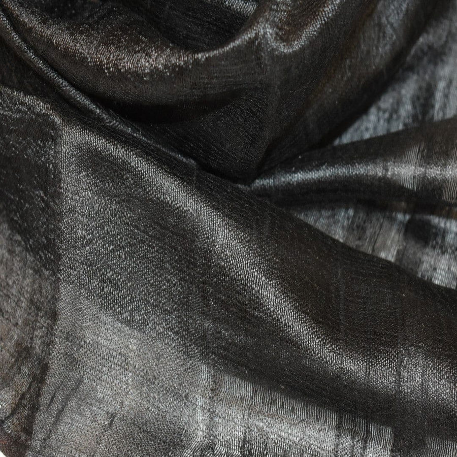 Esarfa-Sal din Matase Naturala Dupioni Raw Silk - Negru Intens -> Cod:Dupion5 - esarfa sal din matase naturala dupioni raw silk