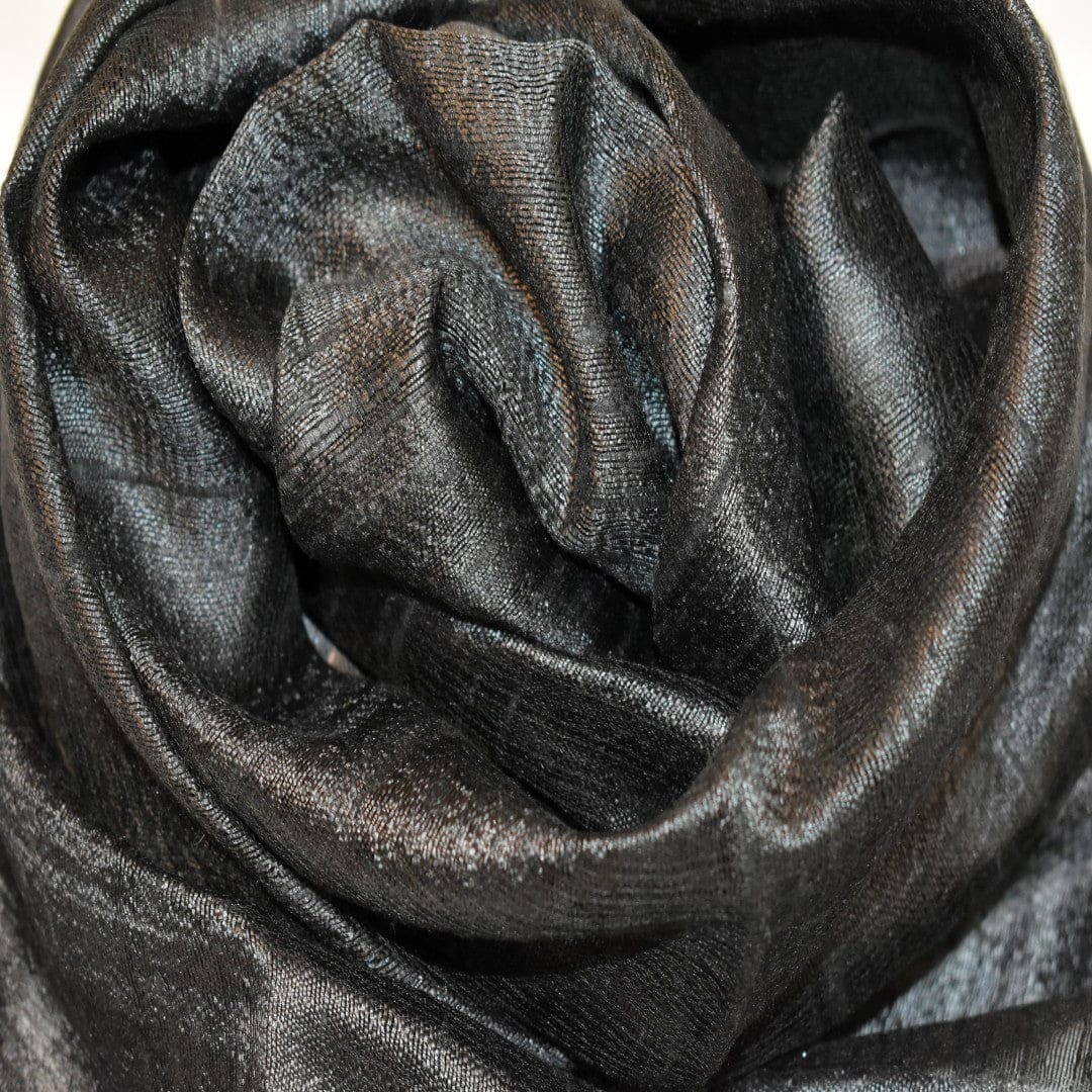 Esarfa-Sal din Matase Naturala Dupioni Raw Silk - Negru Intens -> Cod:Dupion5 - esarfa sal din matase naturala dupioni raw silk