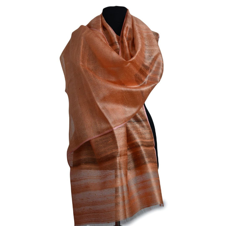 Esarfa-Sal din Matase Naturala Dupioni Raw Silk - Orange Safron -> Cod: Dupioni8 - esarfa sal din matase naturala dupioni raw silk
