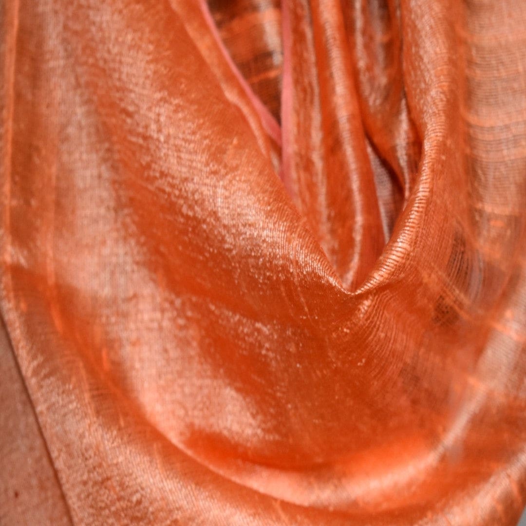 Esarfa-Sal din Matase Naturala Dupioni Raw Silk - Orange Safron -> Cod: Dupioni8 - esarfa sal din matase naturala dupioni raw silk