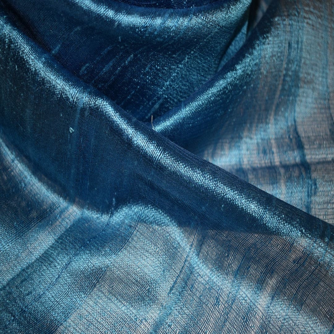 Esarfa-Sal din Matase Naturala Dupioni Raw Silk - Bleu Azuriu -> Cod: Dupioni9 - esarfa sal din matase naturala dupioni raw silk