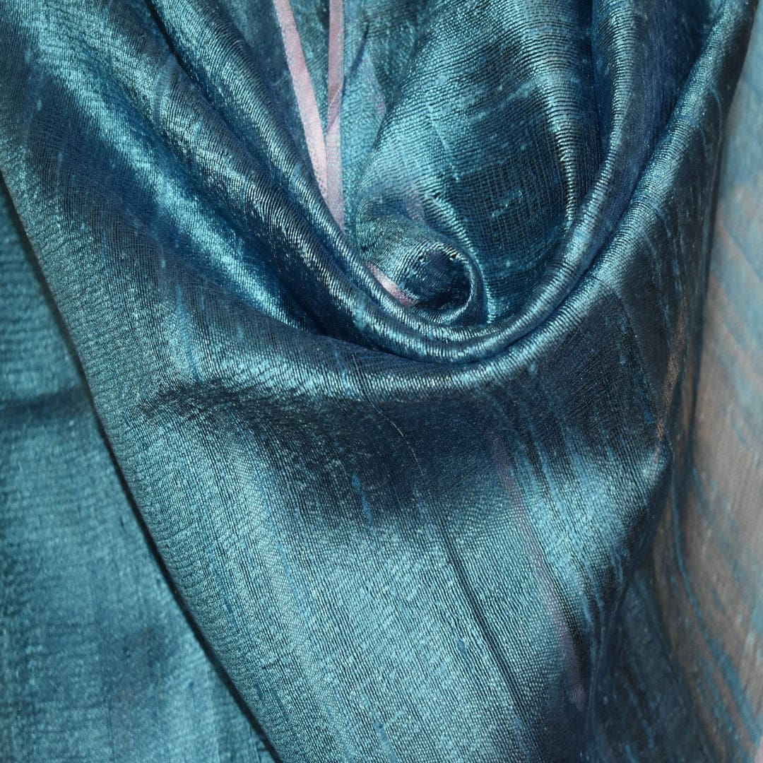 Esarfa-Sal din Matase Naturala Dupioni Raw Silk - Bleu Azuriu -> Cod: Dupioni9 - esarfa sal din matase naturala dupioni raw silk