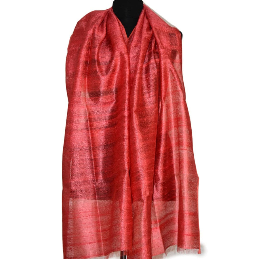 Esarfa-Sal din Matase Naturala Dupioni Raw Silk - Rosu Prafuit -> Cod:Dupion4 - esarfa sal din matase naturala dupioni raw silk