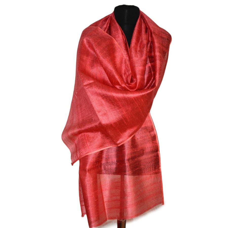 Esarfa-Sal din Matase Naturala Dupioni Raw Silk - Rosu Prafuit -> Cod:Dupion4 - esarfa sal din matase naturala dupioni raw silk