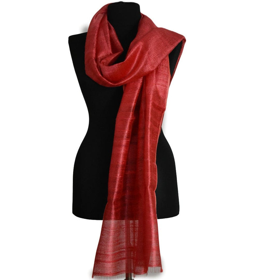 Esarfa-Sal din Matase Naturala Dupioni Raw Silk - Rosu Prafuit -> Cod:Dupion4 - esarfa sal din matase naturala dupioni raw silk