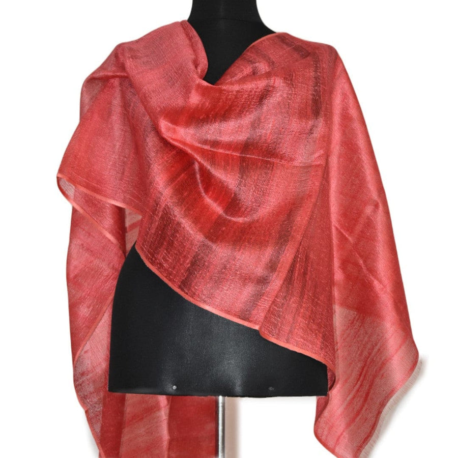 Esarfa-Sal din Matase Naturala Dupioni Raw Silk - Rosu Prafuit -> Cod:Dupion4 - esarfa sal din matase naturala dupioni raw silk