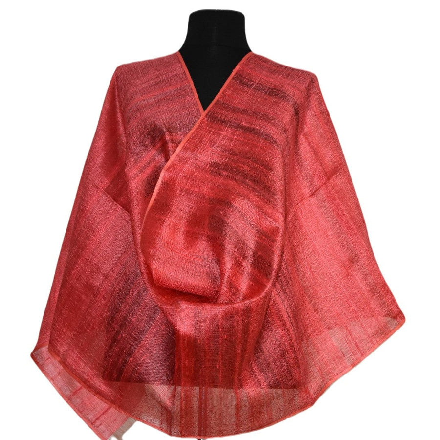 Esarfa-Sal din Matase Naturala Dupioni Raw Silk - Rosu Prafuit -> Cod:Dupion4 - esarfa sal din matase naturala dupioni raw silk