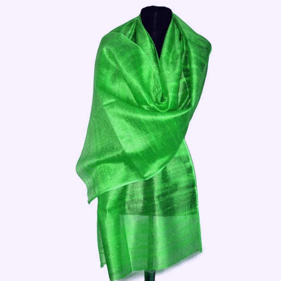 Esarfa-Sal din Matase Naturala Dupioni Raw Silk - Verde Iarba -> Cod:Dupion45 - esarfa sal din matase naturala dupioni raw silk