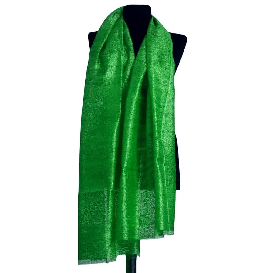 Esarfa-Sal din Matase Naturala Dupioni Raw Silk - Verde Iarba -> Cod:Dupion45 - esarfa sal din matase naturala dupioni raw silk