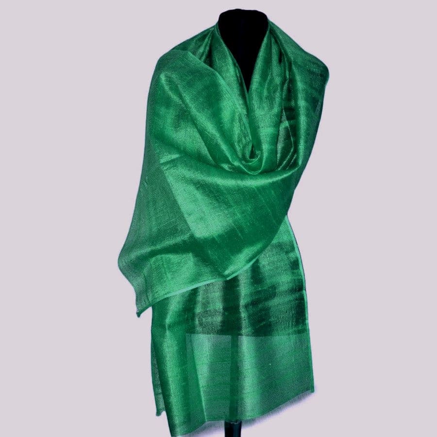 Esarfa-Sal din Matase Naturala Dupioni Raw Silk - Verde Smarald -> Cod:Dupion46 - esarfa sal din matase naturala dupioni raw silk