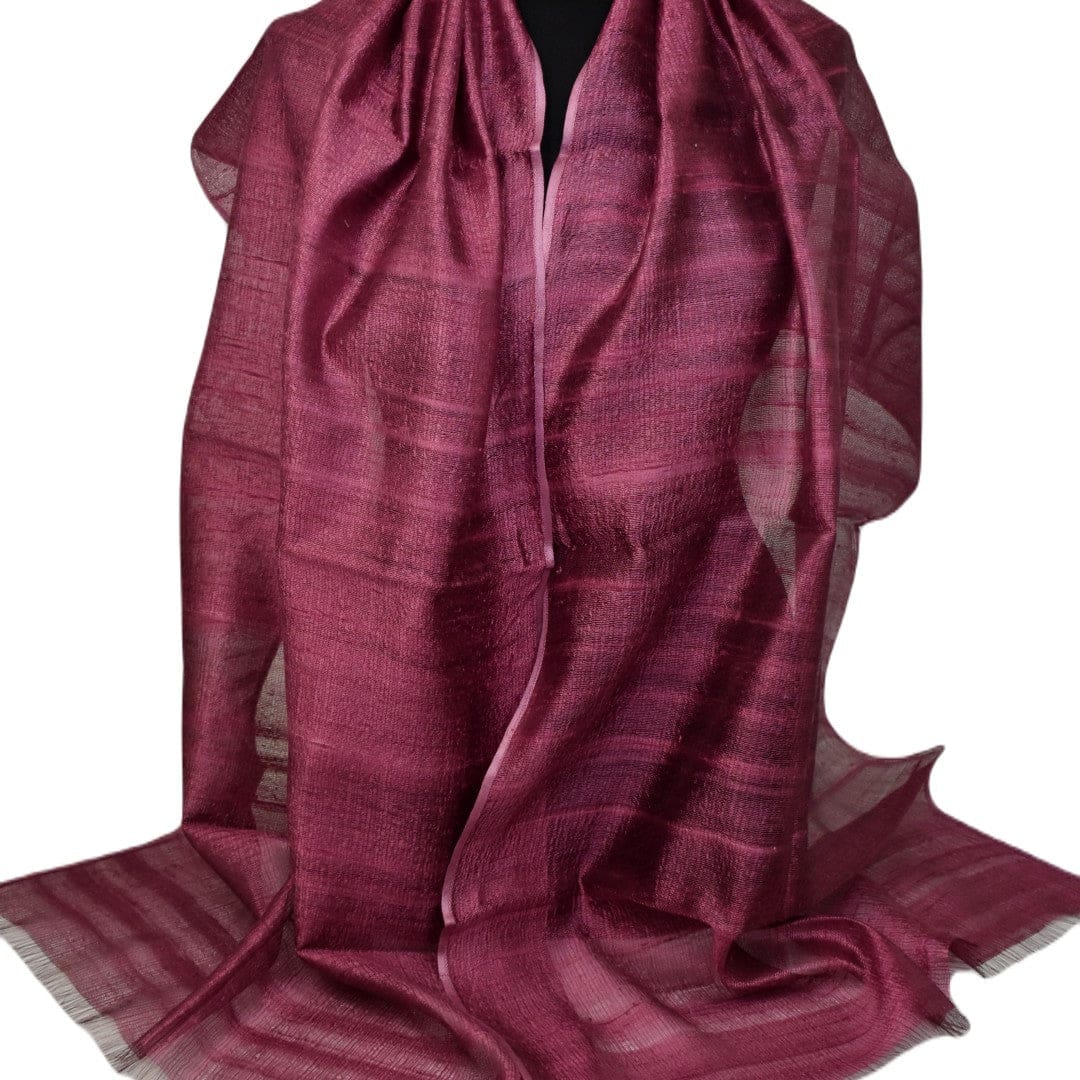 Esarfa-Sal din Matase Naturala Dupioni Raw Silk - Wine Magenta Shade -> Cod:Dupion1 - esarfa sal din matase naturala dupioni raw silk